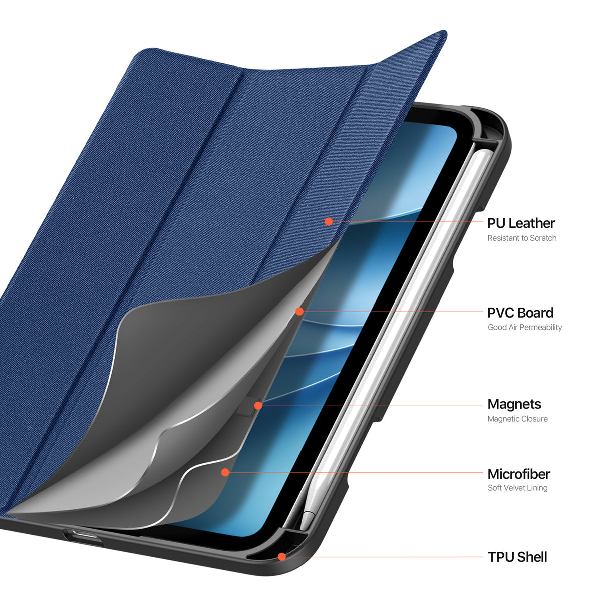 iPad Mini (2026) 8. Gen. DUX DUCIS DOMO Tri-Fold Konstläder Fodral - Blå