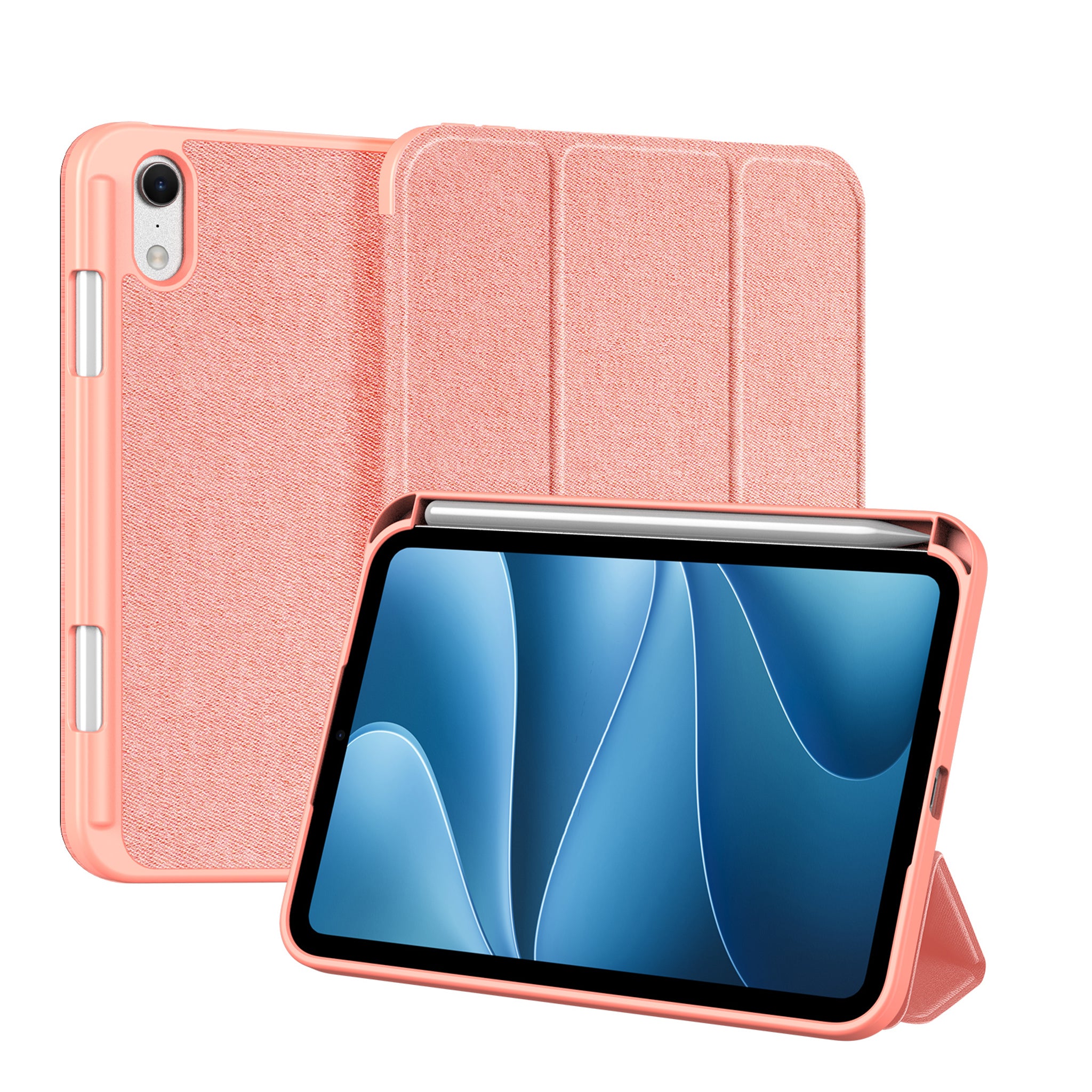 iPad Mini (2026) 8. Gen. DUX DUCIS DOMO Tri-Fold Konstläder Fodral - Rosa