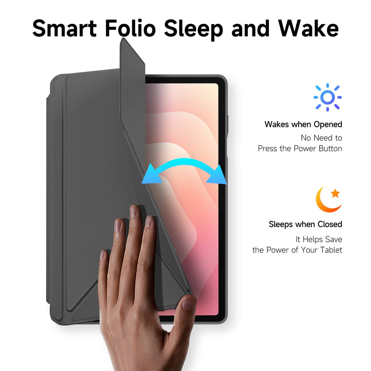 Samsung Galaxy Tab S12+ (Plus) DUX DUCIS Origami Hybrid Konstläder Fodral - Grå