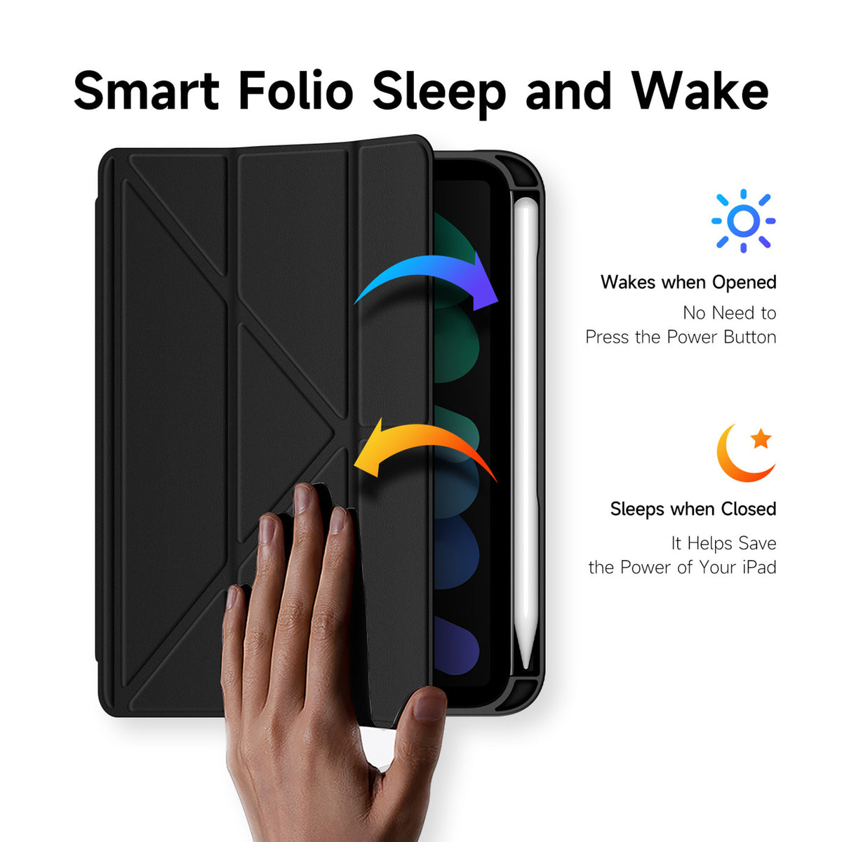 iPad Mini (2026) 8. Gen. DUX DUCIS MAGI Origami Hybrid Fodral m. Stativfunktion - Svart