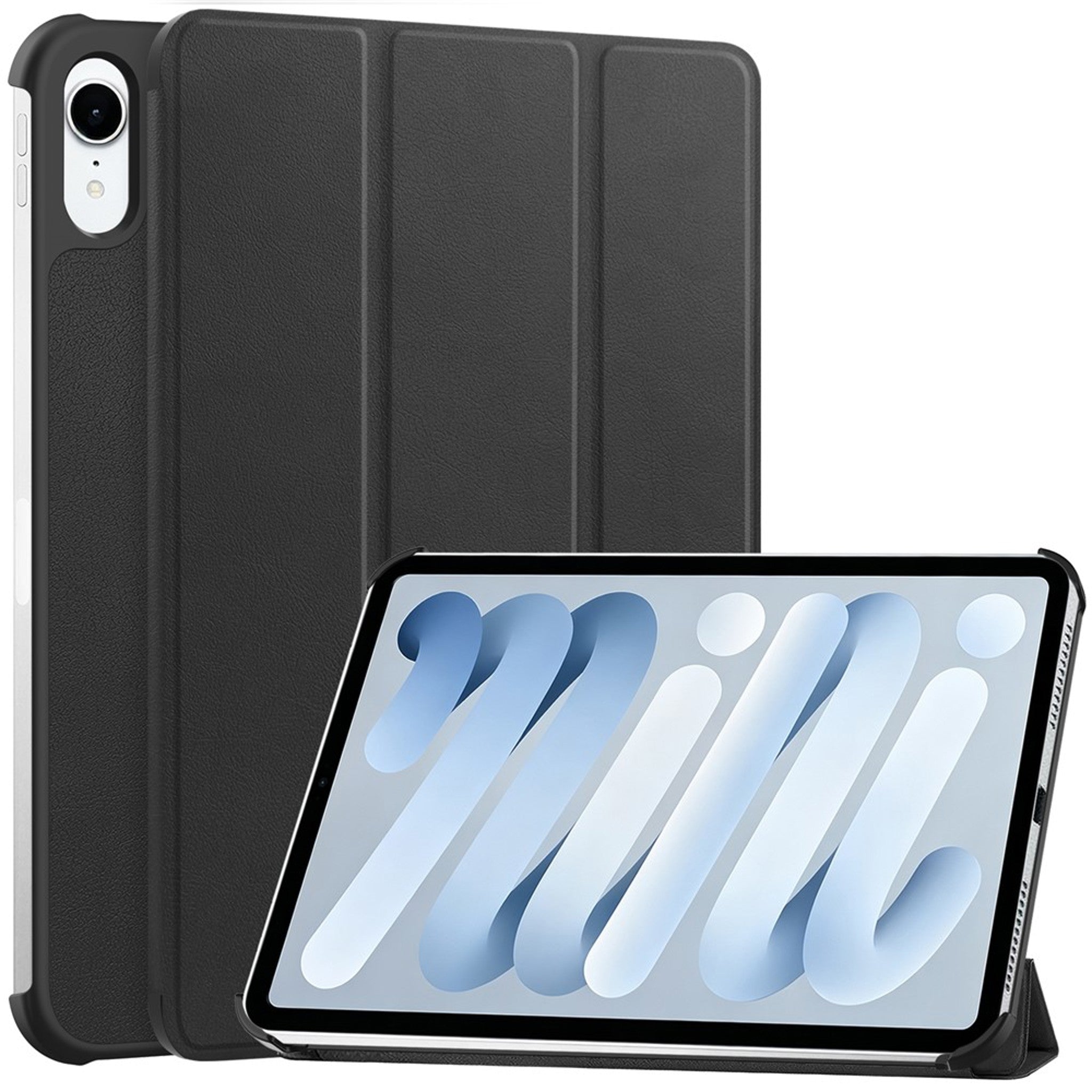iPad Mini (2026) 8. Gen. EIDERWOOD Konstläder Tri-Fold Fodral m. Stödfunktion - Svart