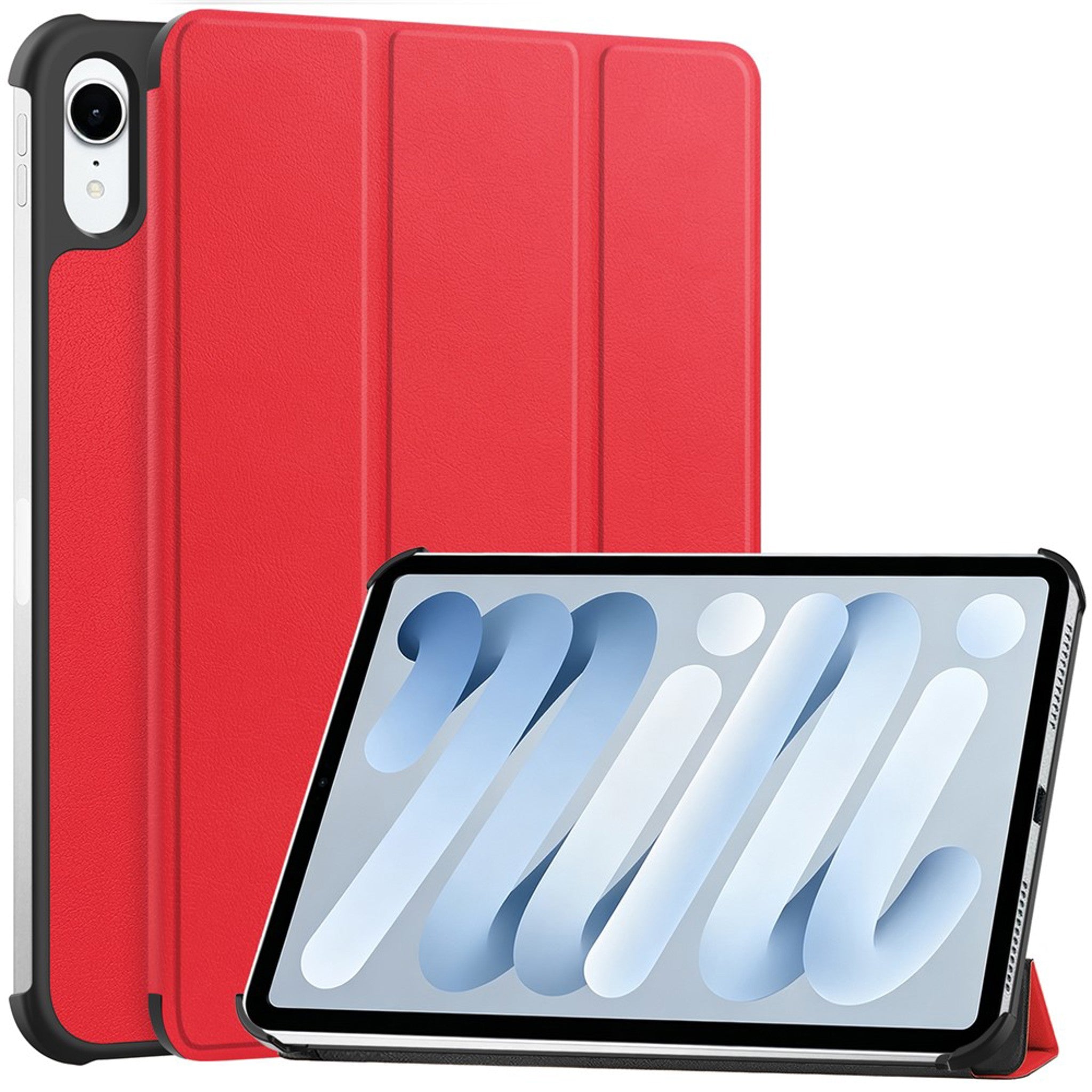 iPad Mini (2026) 8. Gen. EIDERWOOD Konstläder Tri-Fold Fodral m. Stödfunktion - Röd