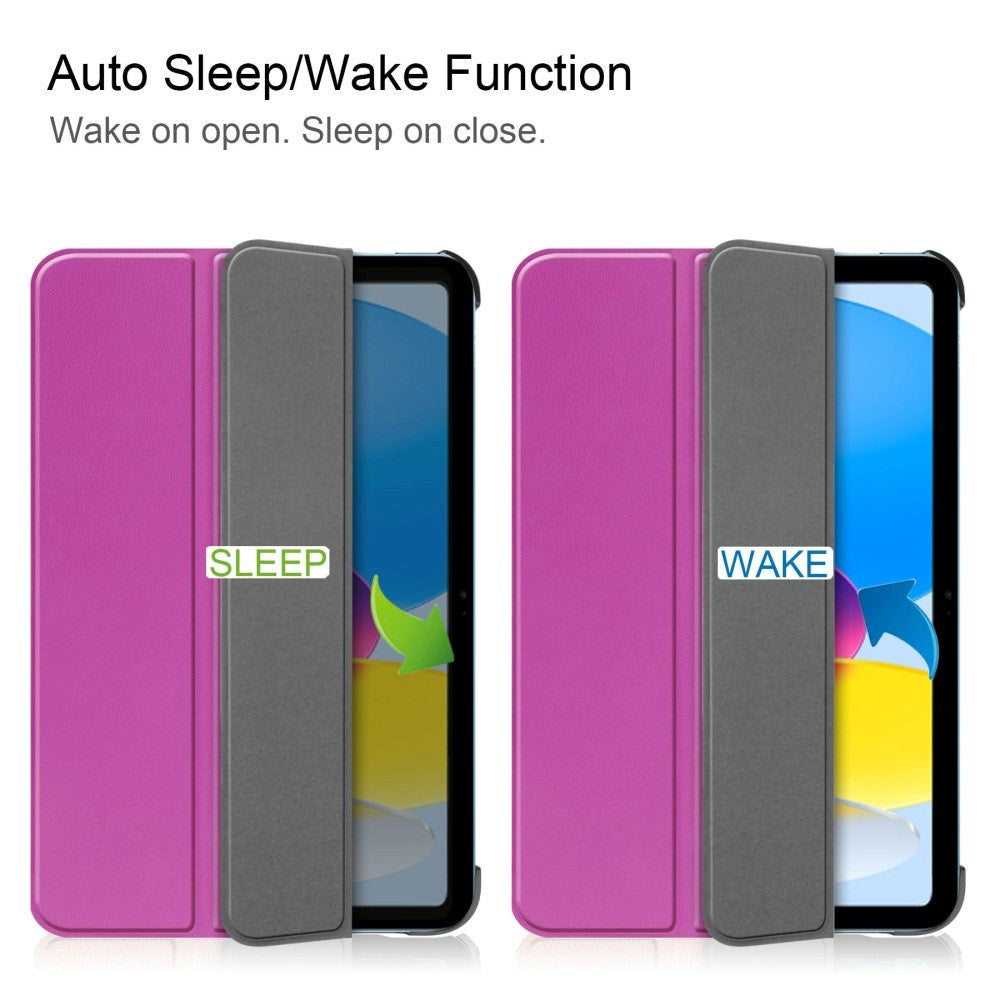 Apple iPad 11" (2025) / iPad 10.9" (2024/2022) PU Läder Tri-fold Fodral - Lila