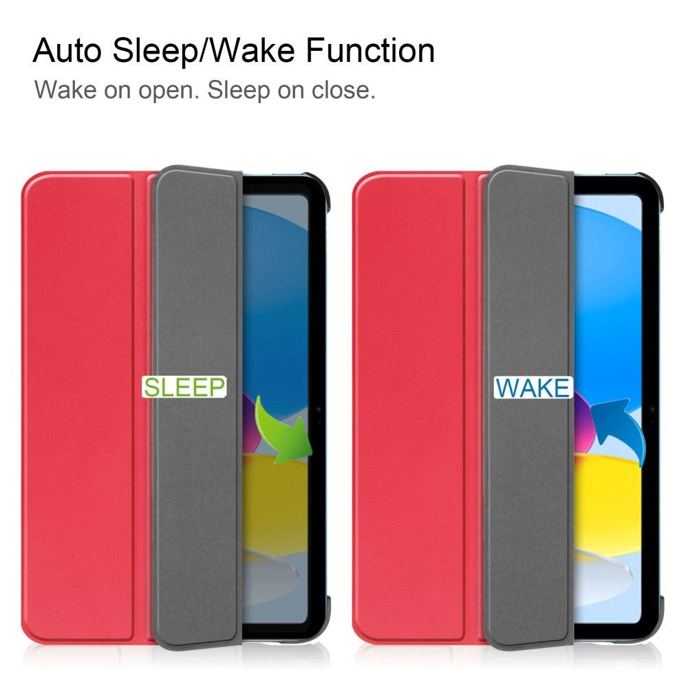 Apple iPad 11" (2025) / iPad 10.9" (2024/2022) PU Läder Tri-fold Fodral - Röd