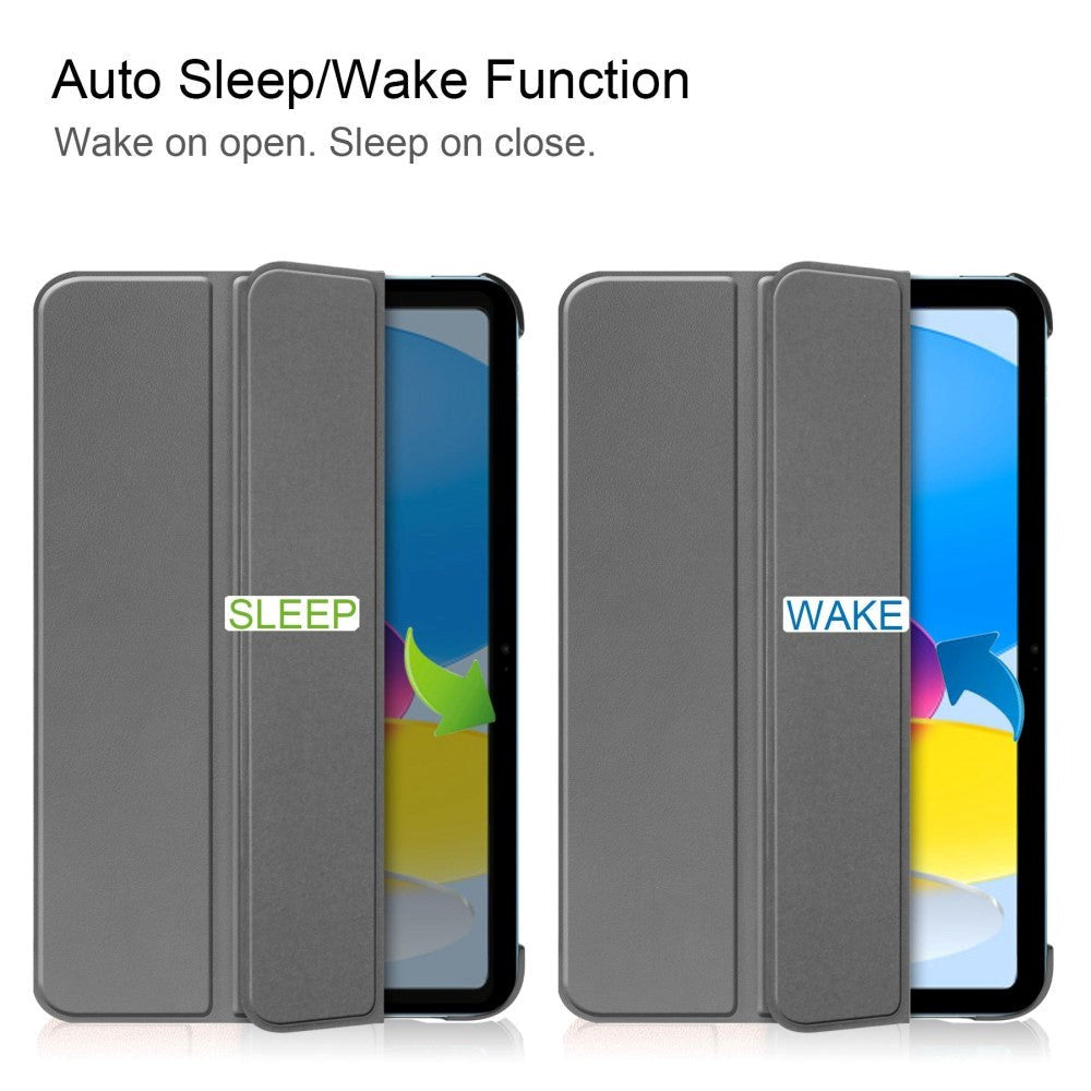 Apple iPad 11" (2025) / iPad 10.9" (2024/2022) PU Läder Tri-fold Fodral - Grå