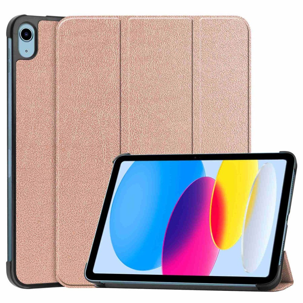 Apple iPad 11" (2025) / iPad 10.9" (2024/2022) PU Läder Tri-fold Fodral - Rose Gold