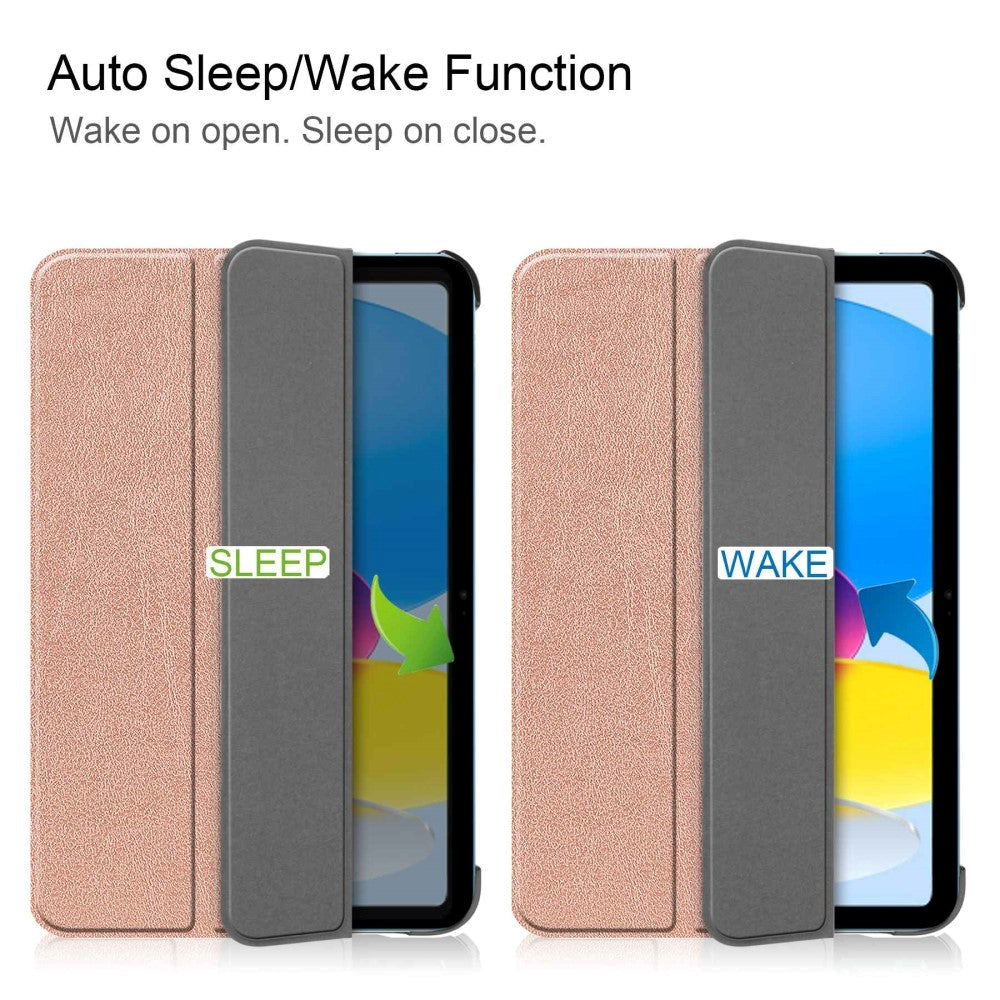 Apple iPad 11" (2025) / iPad 10.9" (2024/2022) PU Läder Tri-fold Fodral - Rose Gold