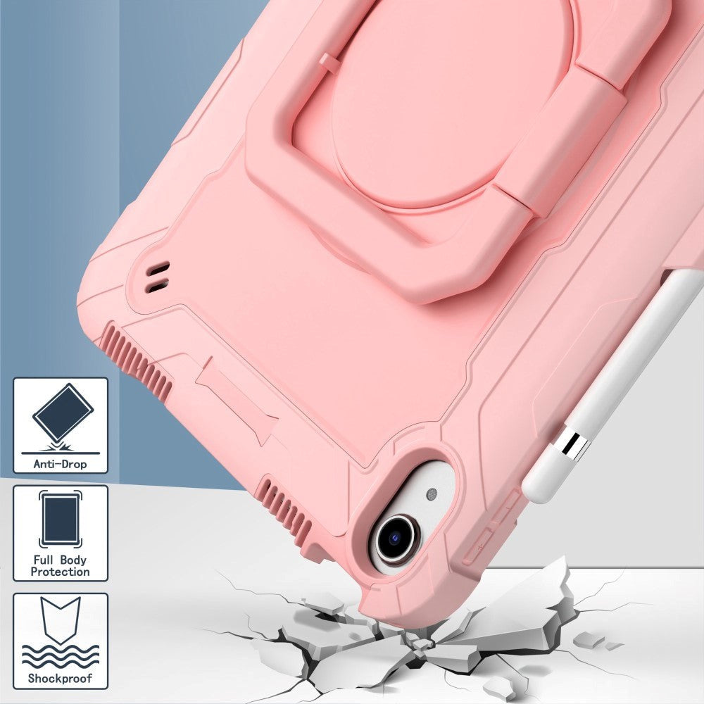 iPad 11" (2025) / iPad 10.9" (2024/2022) Silikonskal med 360 Graders Ställ & Bärrem - Rose Guld