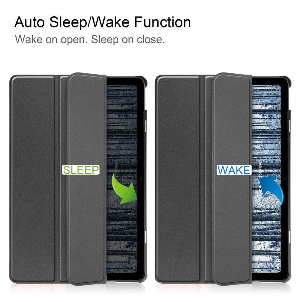 EIDERWOOD Nokia T21 Tri-Fold Konstläder Fodral med Stativfunktion - Svart