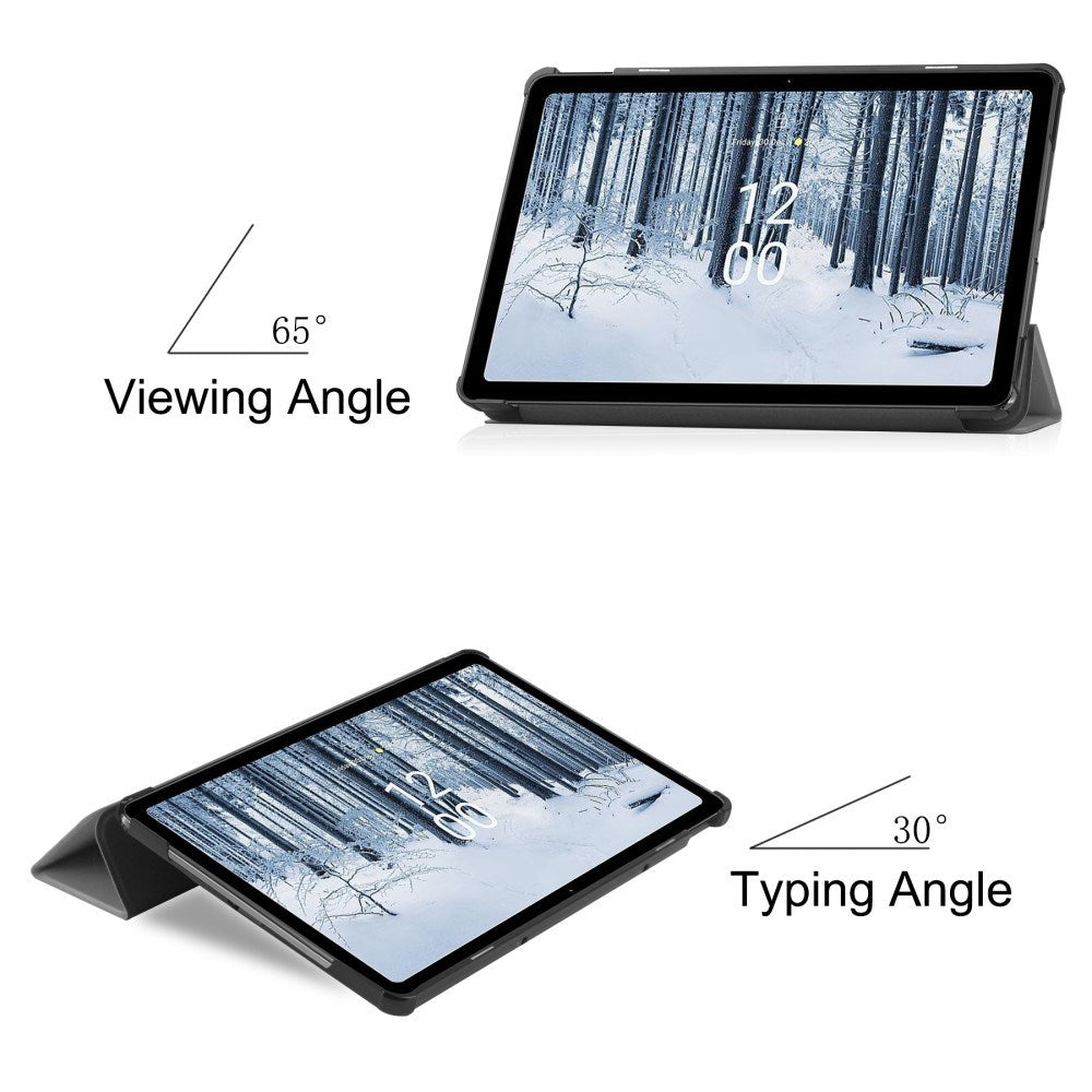 EIDERWOOD Nokia T21 Tri-Fold Konstläder Fodral med Stativfunktion - Grå