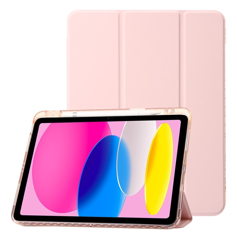 EIDERWOOD iPad 11" (2025) / iPad 10.9" (2024/2022) Tri-fold Konst Läder Fodral med Apple Pencil Hållare - Rosa