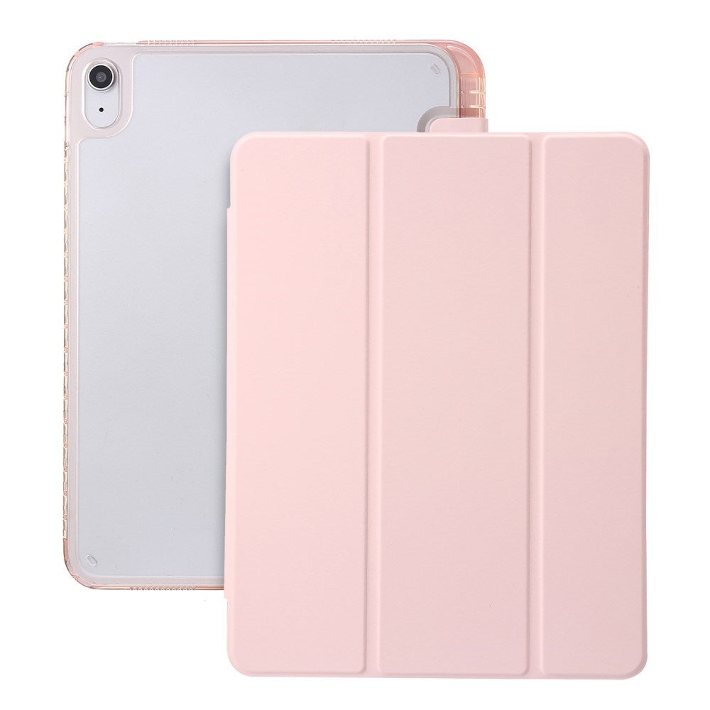 EIDERWOOD iPad 11" (2025) / iPad 10.9" (2024/2022) Tri-fold Konst Läder Fodral med Apple Pencil Hållare - Rosa
