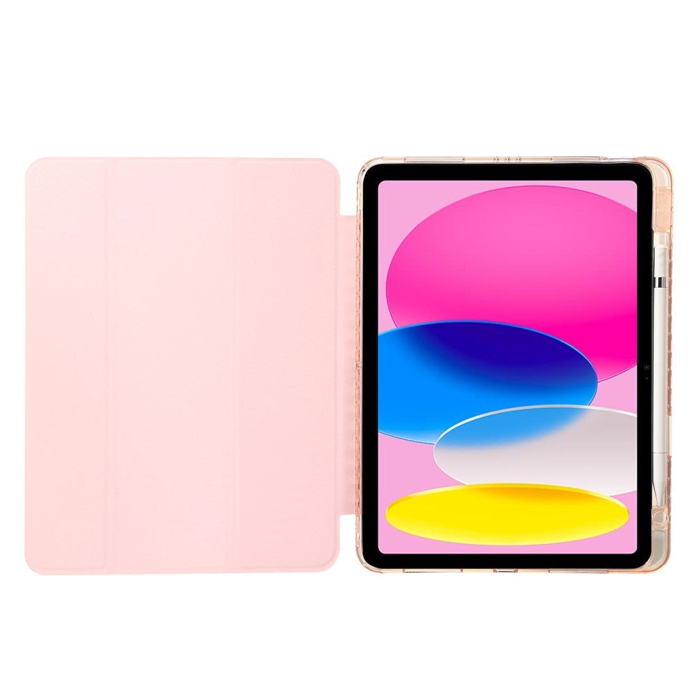 EIDERWOOD iPad 11" (2025) / iPad 10.9" (2024/2022) Tri-fold Konst Läder Fodral med Apple Pencil Hållare - Rosa