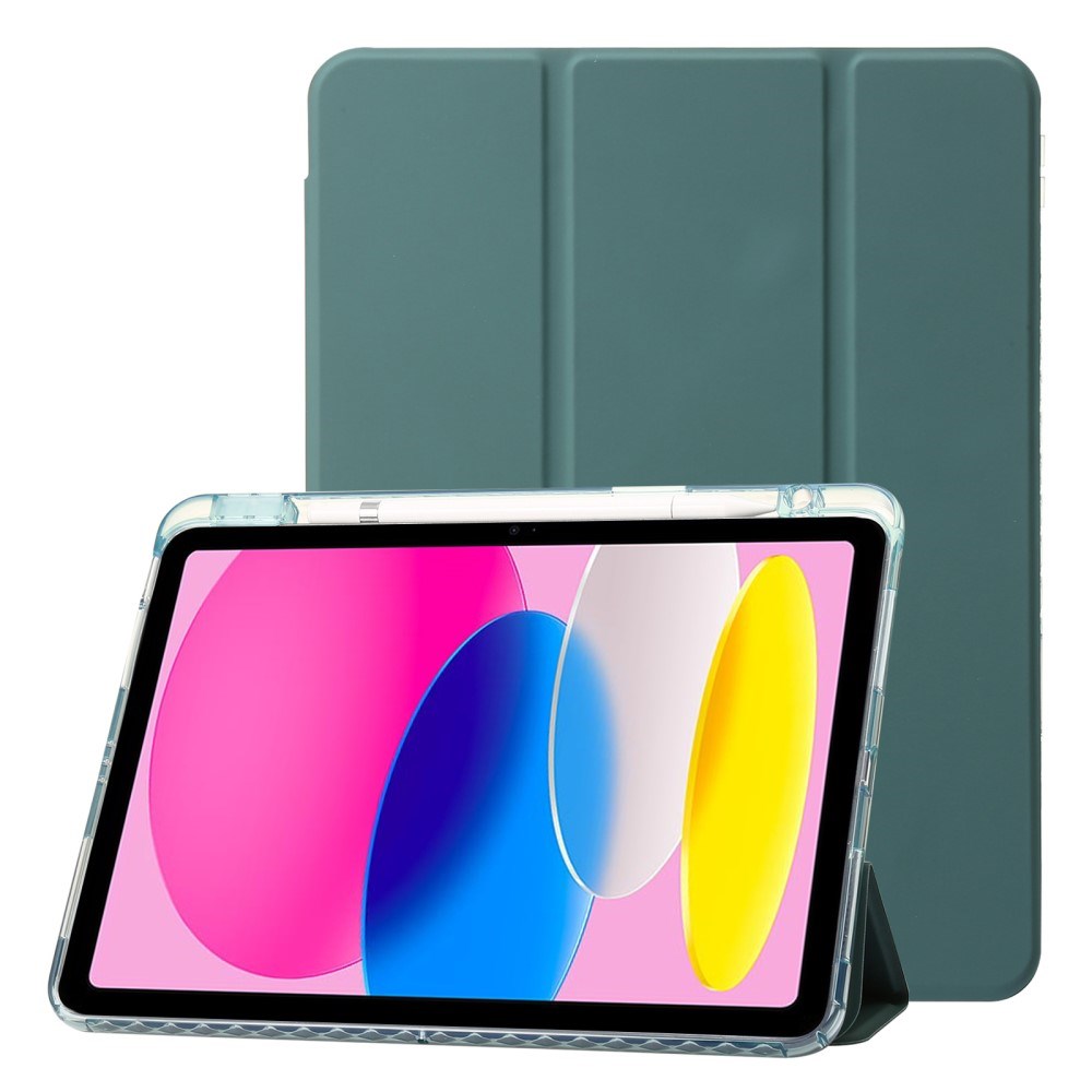 EIDERWOOD iPad 11" (2025) / iPad 10.9" (2024/2022) Tri-fold Konst Läder Fodral med Apple Pencil Hållare - Grön
