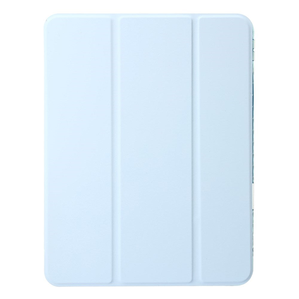 EIDERWOOD iPad 11" (2025) / iPad 10.9" (2024/2022) Tri-fold Konst Läder Fodral med Apple Pencil Hållare - Ljusblå