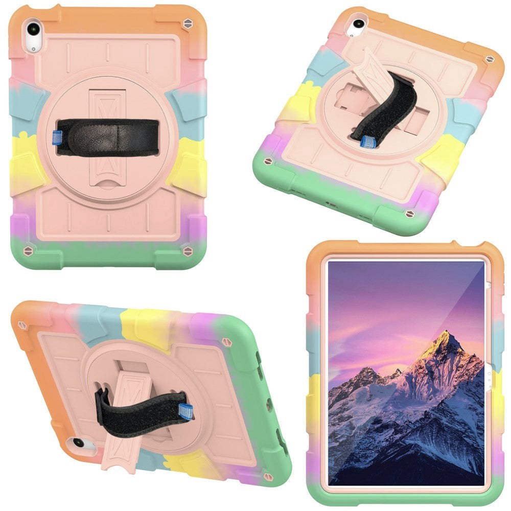 iPad 11" (2025) / iPad 10.9" (2024/2022) Hantverkare Skal m. Handhållare, Kickstand och Axelrem - Rosa / Multi