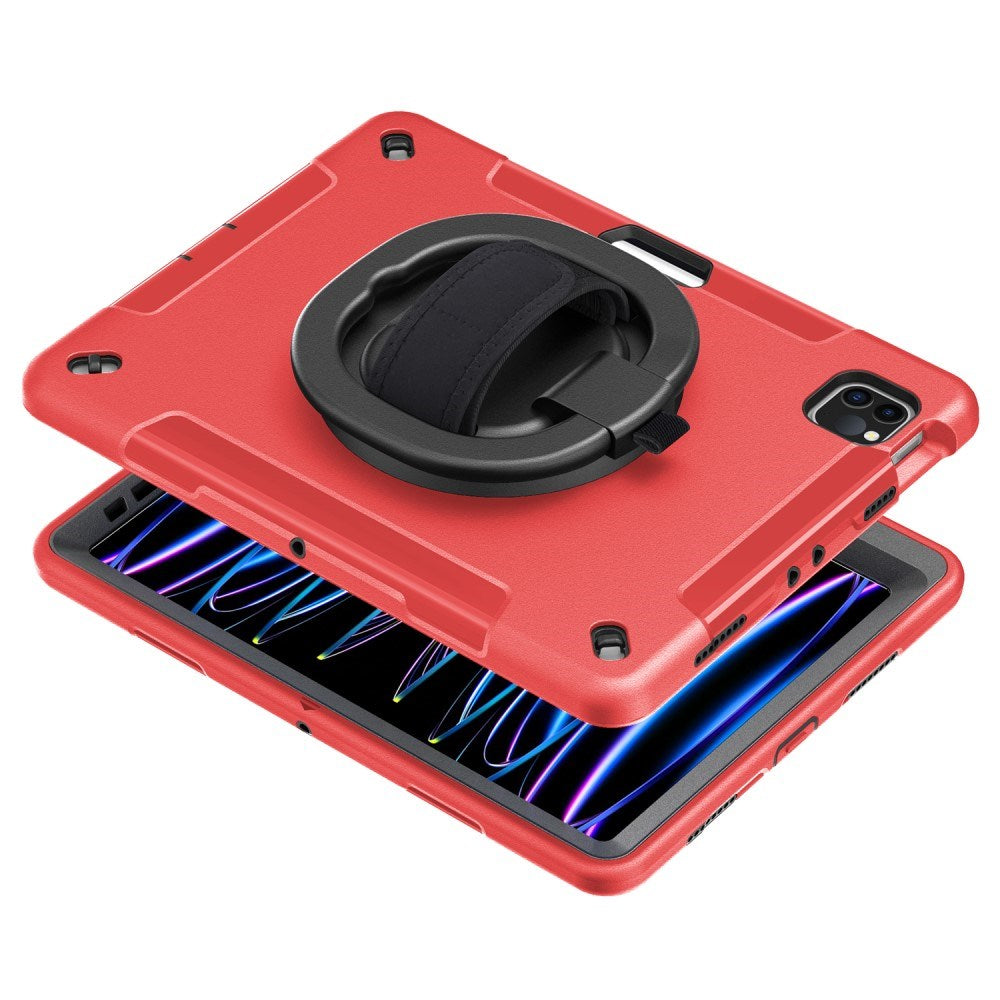 EIDERWOOD iPad Air 10.9-11" (2025-2020) / Pro 11" (2022-2018) Tåligt Skal m. Skyddsfilm & Handhållare - Röd