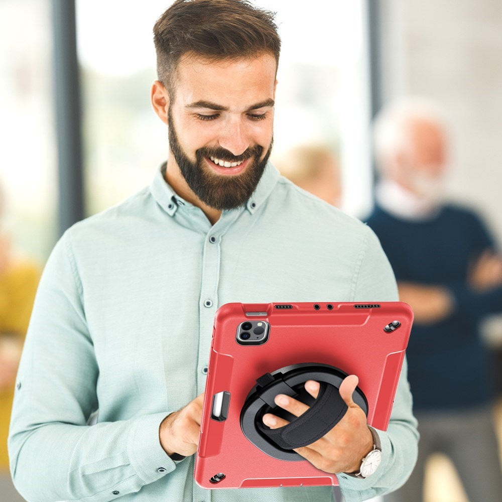 EIDERWOOD iPad Air 10.9-11" (2025-2020) / Pro 11" (2022-2018) Tåligt Skal m. Skyddsfilm & Handhållare - Röd