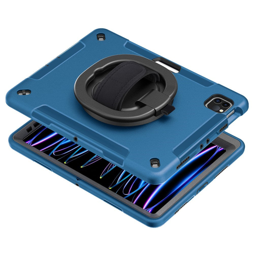 EIDERWOOD iPad Air 10.9-11" (2025-2020) / Pro 11" (2022-2018) Tåligt Skal m. Skyddsfilm & Handhållare - Blå