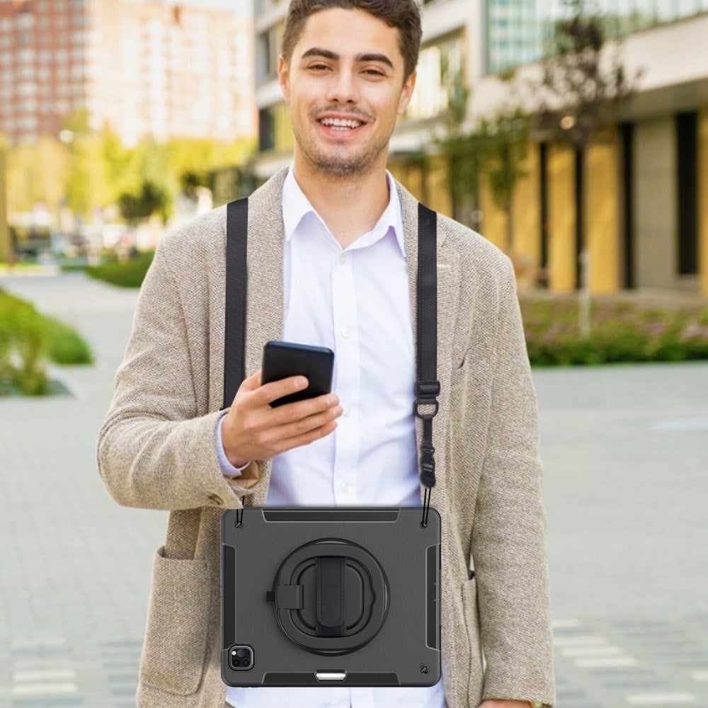 EIDERWOOD iPad Air 13" (2025 / 2024) / Pro 12.9" (2022 / 2021 / 2020 / 2018) Tåligt Skal m. Skyddsfilm & Axelband - Svart