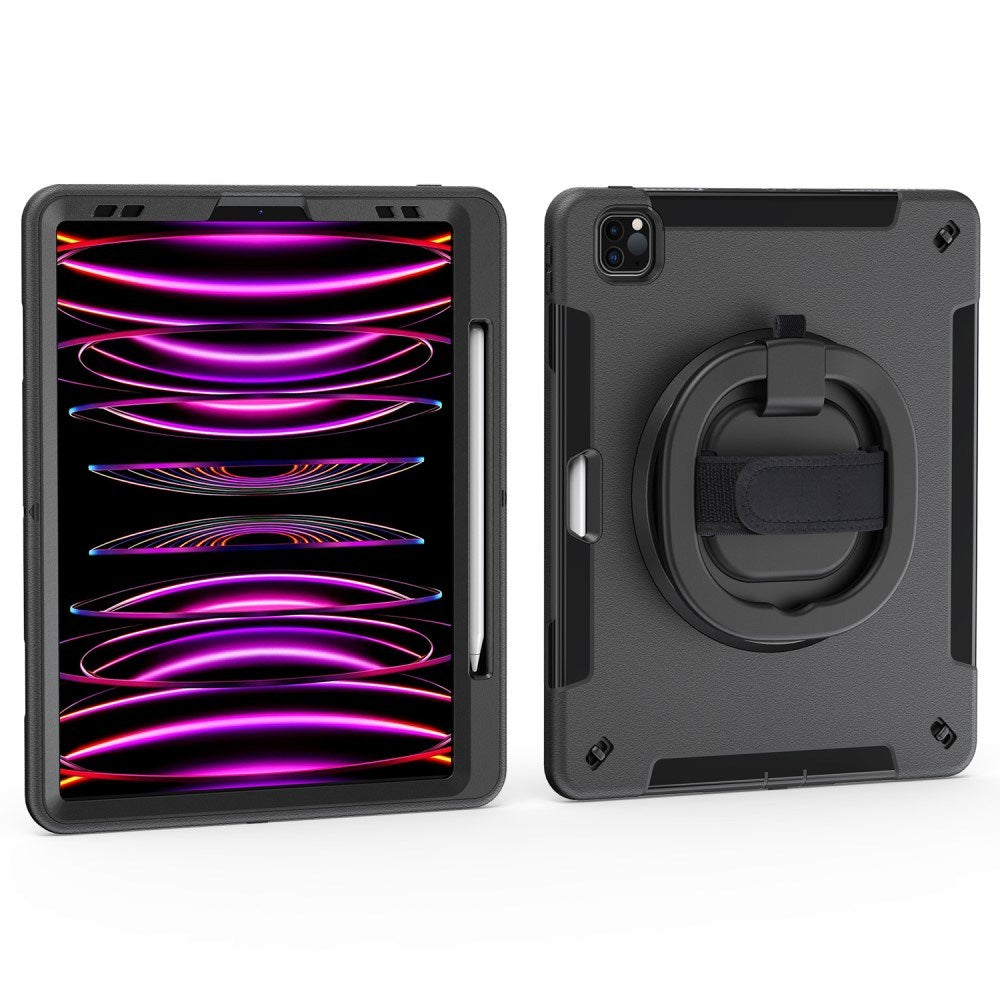 EIDERWOOD iPad Air 13" (2025 / 2024) / Pro 12.9" (2022 / 2021 / 2020 / 2018) Tåligt Skal m. Skyddsfilm & Axelband - Svart