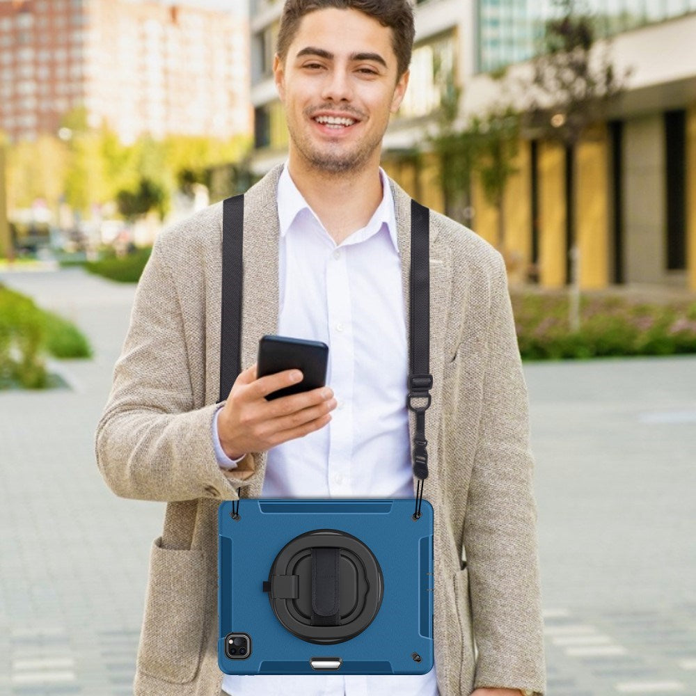 EIDERWOOD iPad Air 13" (2025 / 2024) / Pro 12.9" (2022 / 2021 / 2020 / 2018) Tåligt Skal m. Skyddsfilm & Axelband - Blå