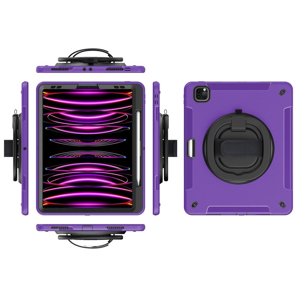 EIDERWOOD iPad Air 13" (2025 / 2024) / Pro 12.9" (2022 / 2021 / 2020 / 2018) Tåligt Skal m. Skyddsfilm & Axelband - Lila