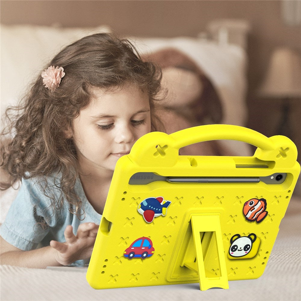 EIDERWOOD Samsung Galaxy Tab S11 / S10 Lite / S10 FE / S9 FE / S9 / S8 / S7 Barnskal med Stativ & Handhållare - Gul