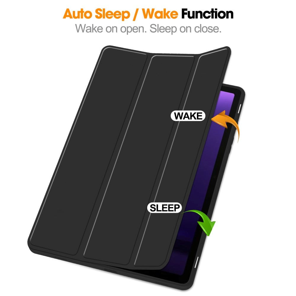 Samsung Galaxy Tab S10 FE / S9 FE Magnetisk Tri-Fold Konstläder Fodral med Stativfunktion - Svart