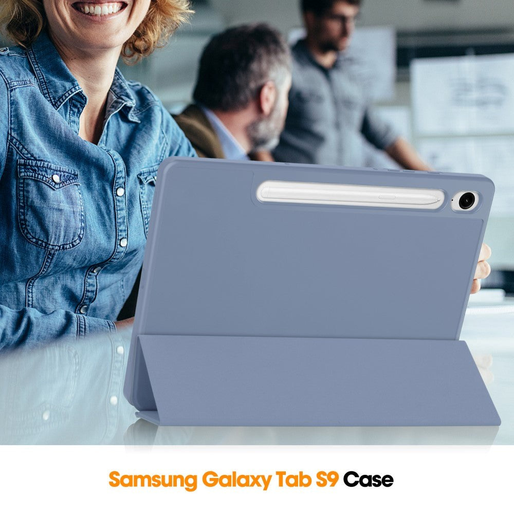 Samsung Galaxy Tab S10 FE / S9 FE Magnetisk Tri-Fold Konstläder Fodral med Stativfunktion - Lila