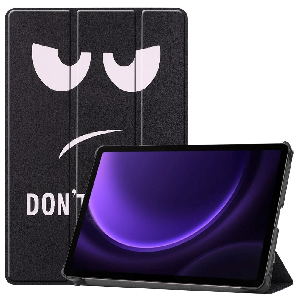 Samsung Galaxy Tab S10 FE / S9 FE Tri-Fold Konstläder Fodral med Pennhållare - "Don't Touch Me"