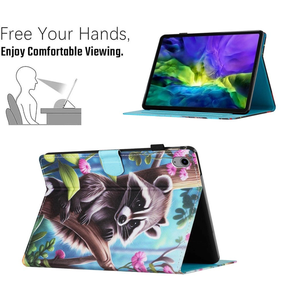 iPad 11" (2025) / iPad 10.9" (2024/2022) Konstläder Fodral m. Stativ och Korthållare - Tvättbjörn