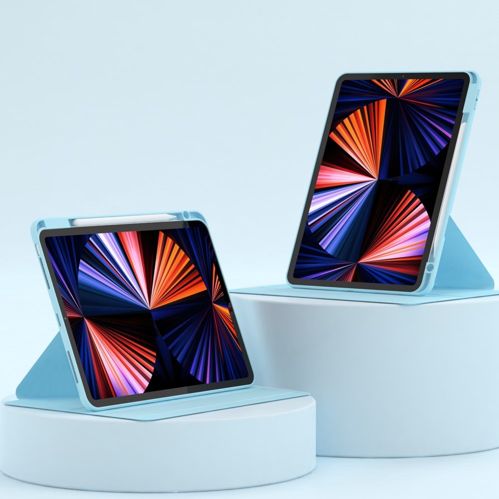 iPad Air 10.9-11" (2025-2020) / Pro 11" (2022-2018) Hybrid Fodral med Pennhållare och Kameraskydd - Blå / Genomskinlig