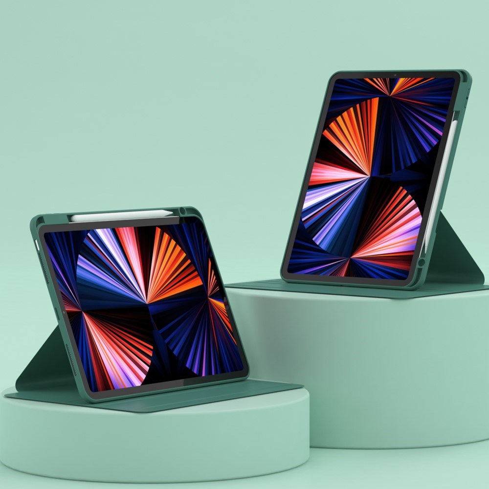 iPad Air 10.9-11" (2025-2020) / Pro 11" (2022-2018) Hybrid Fodral med Pennhållare och Kameraskydd - Grön / Genomskinlig