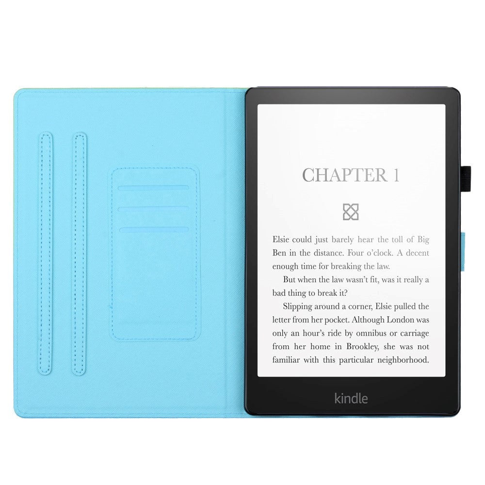 Amazon Kindle Paperwhite 5 11th Generation (2021) Konstläder Fodral m. Stativ och Korthållare - Rosa / Blå Marmor