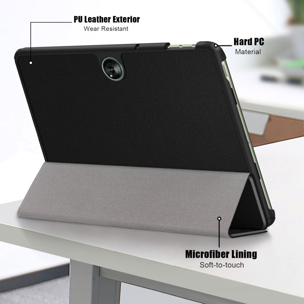 OnePlus Pad Go Tri-Fold Konstläder Fodral med Stativfunktion - Svart
