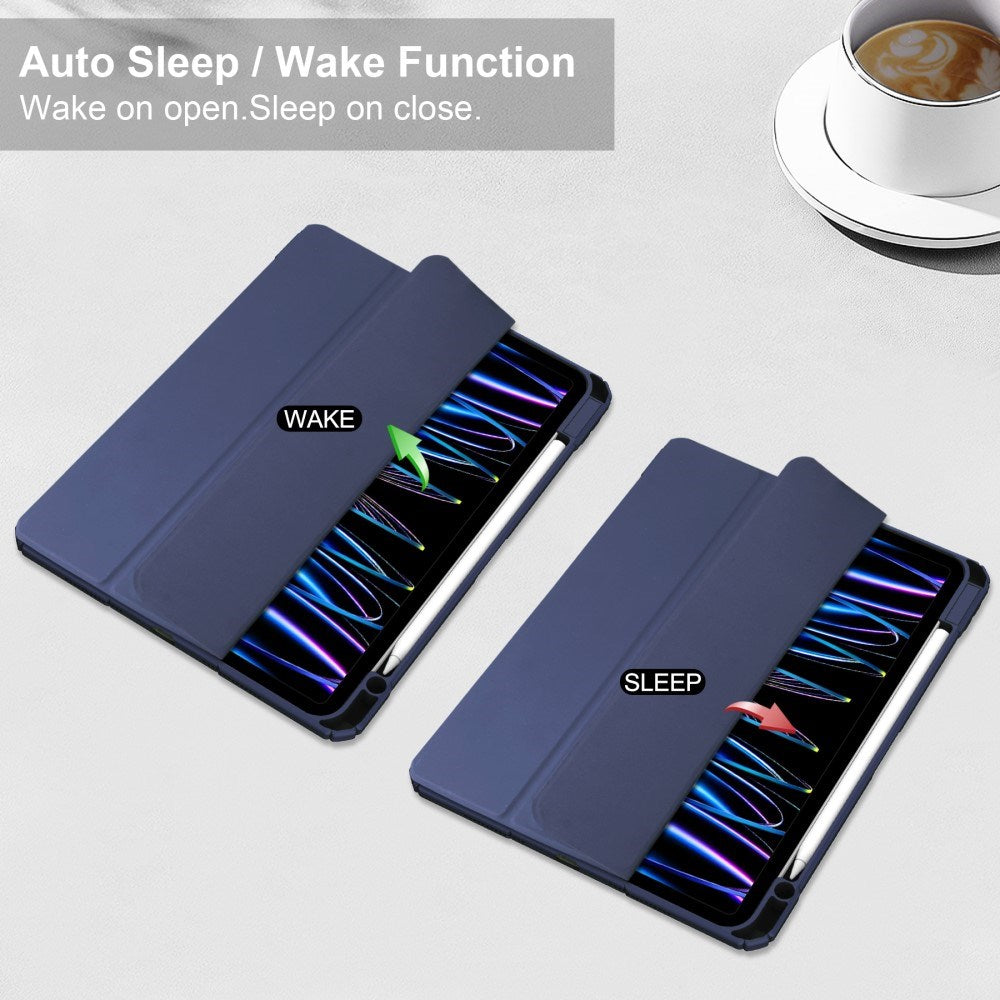 EIDERWOOD iPad Pro 11" (2025 / 2024) Hybrid Flip Fodral med Pennhållare - Blå & Genomskinlig