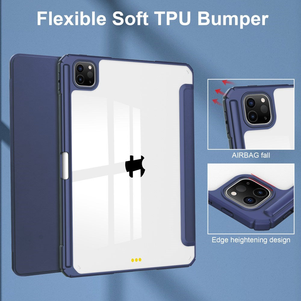 EIDERWOOD iPad Pro 11" (2025 / 2024) Hybrid Flip Fodral med Pennhållare - Blå & Genomskinlig