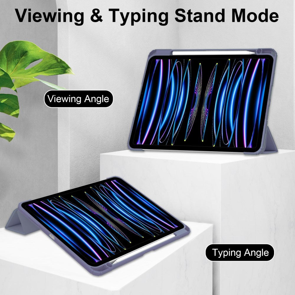 EIDERWOOD iPad Pro 11" (2025 / 2024) Hybrid Flip Fodral med Pennhållare - Lila & Genomskinlig