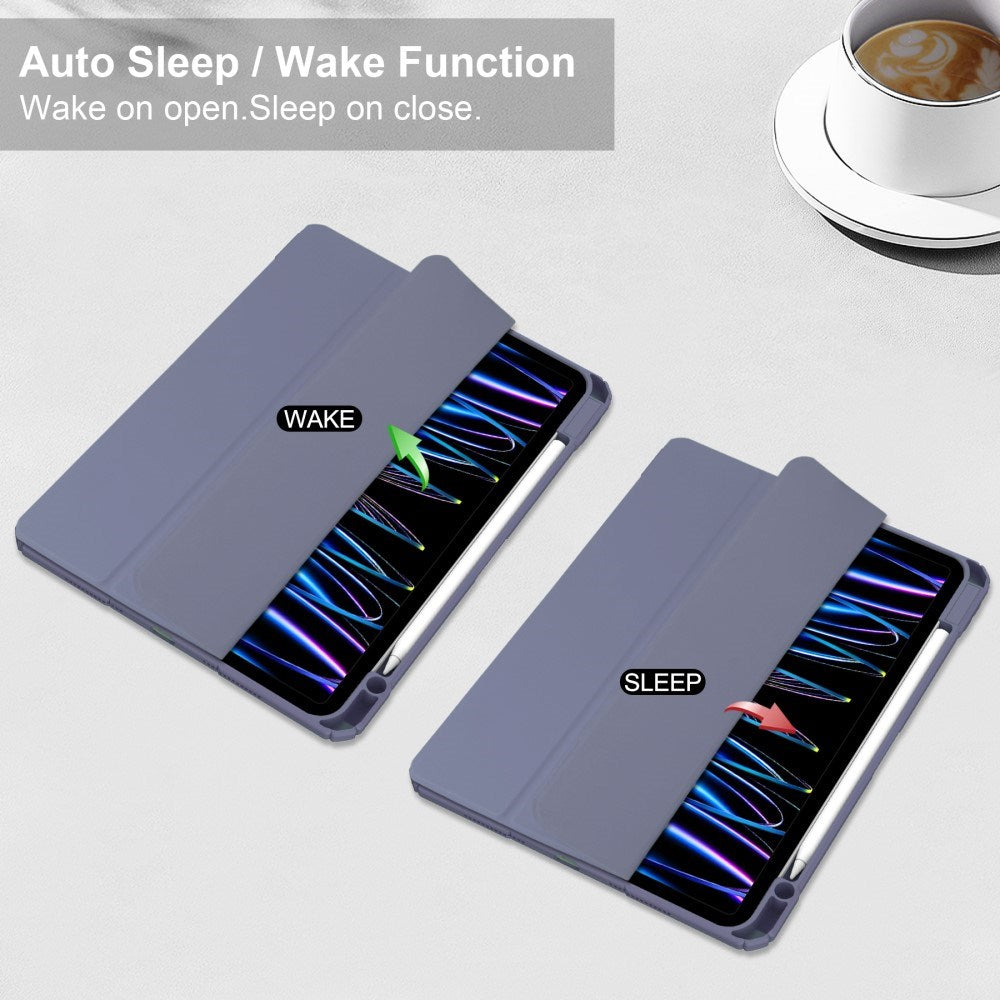 EIDERWOOD iPad Pro 11" (2025 / 2024) Hybrid Flip Fodral med Pennhållare - Lila & Genomskinlig