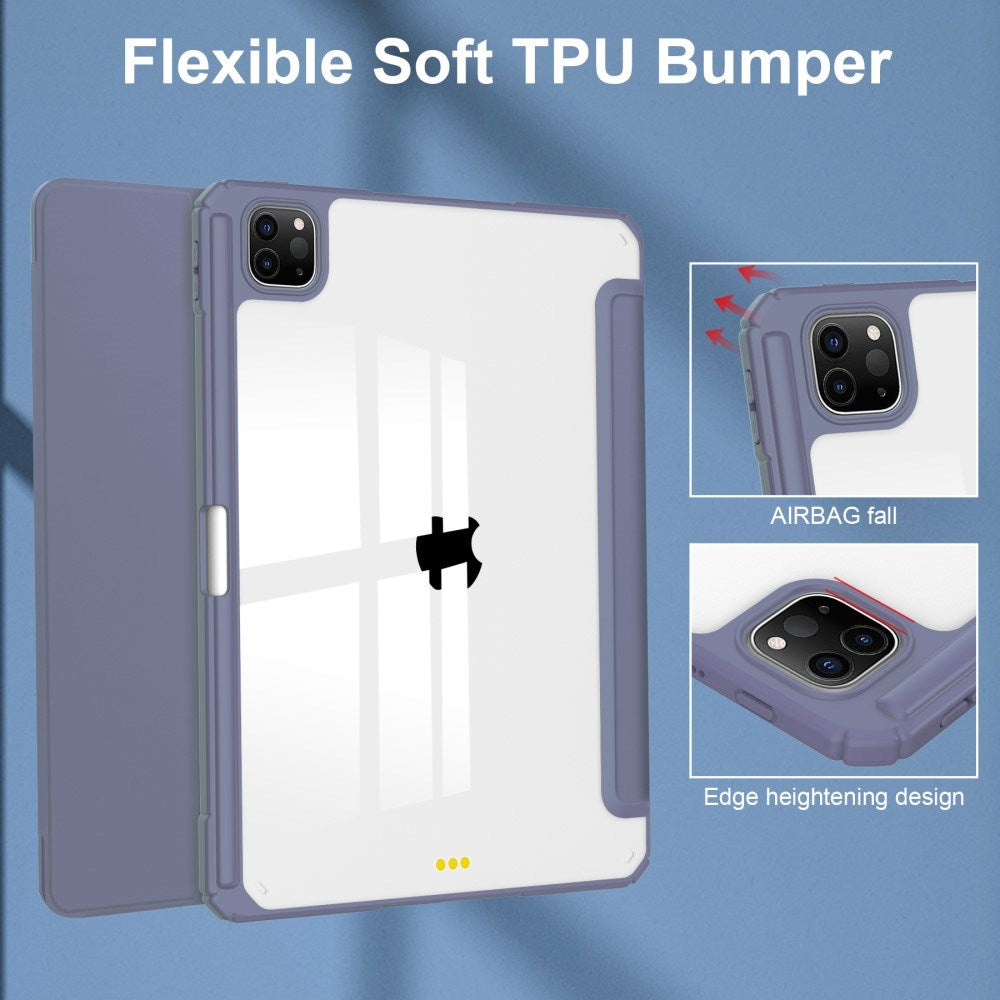 EIDERWOOD iPad Pro 11" (2025 / 2024) Hybrid Flip Fodral med Pennhållare - Lila & Genomskinlig