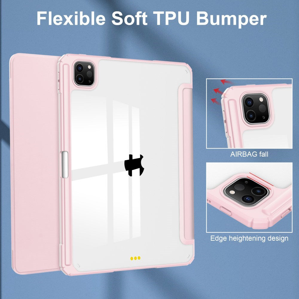 EIDERWOOD iPad Pro 11" (2025 / 2024) Hybrid Flip Fodral med Pennhållare - Pink & Genomskinlig