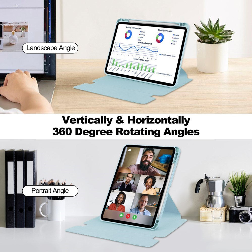 EIDERWOOD iPad Pro 11" (2025 / 2024) Hybrid Fodral m. Roterande Stativfunktion - Genomskinlig / Ljusblå