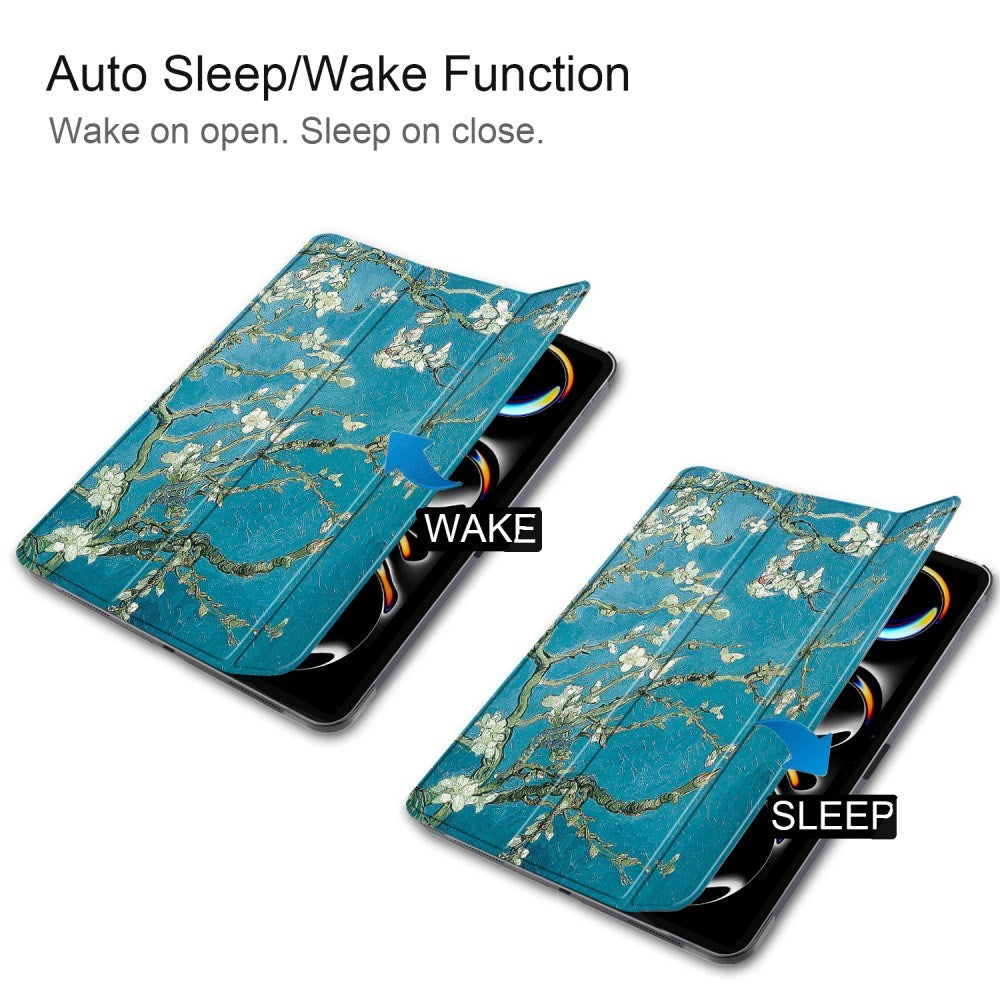 EIDERWOOD iPad Pro 11" (2025 / 2024) Tri-Fold Tri-Fold Konstläder Fodral med Sleep-Wake Funktion - Blomma Grenar