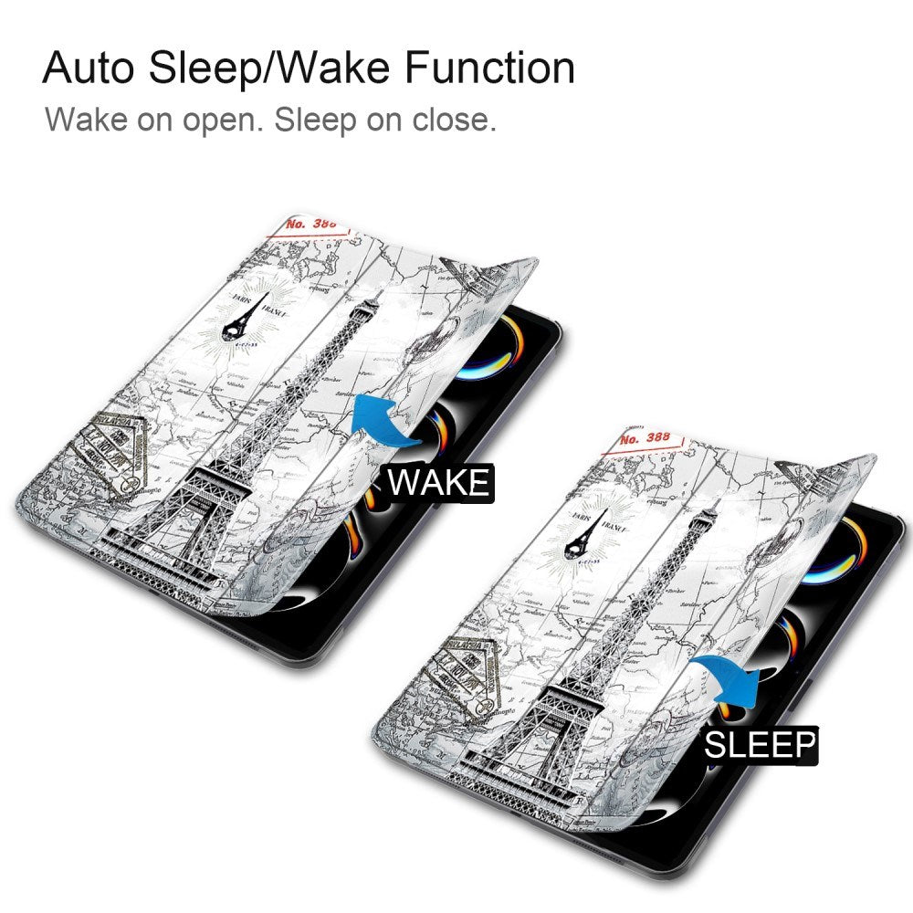 EIDERWOOD iPad Pro 11" (2025 / 2024) Tri-Fold Tri-Fold Konstläder Fodral med Sleep-Wake Funktion - Eiffeltornet