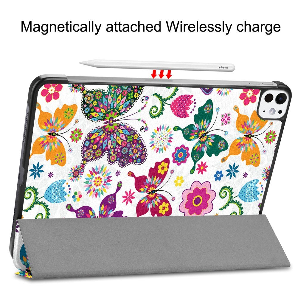 EIDERWOOD iPad Pro 11" (2025 / 2024) Tri-Fold Tri-Fold Konstläder Fodral med Sleep-Wake Funktion - Fjärilar