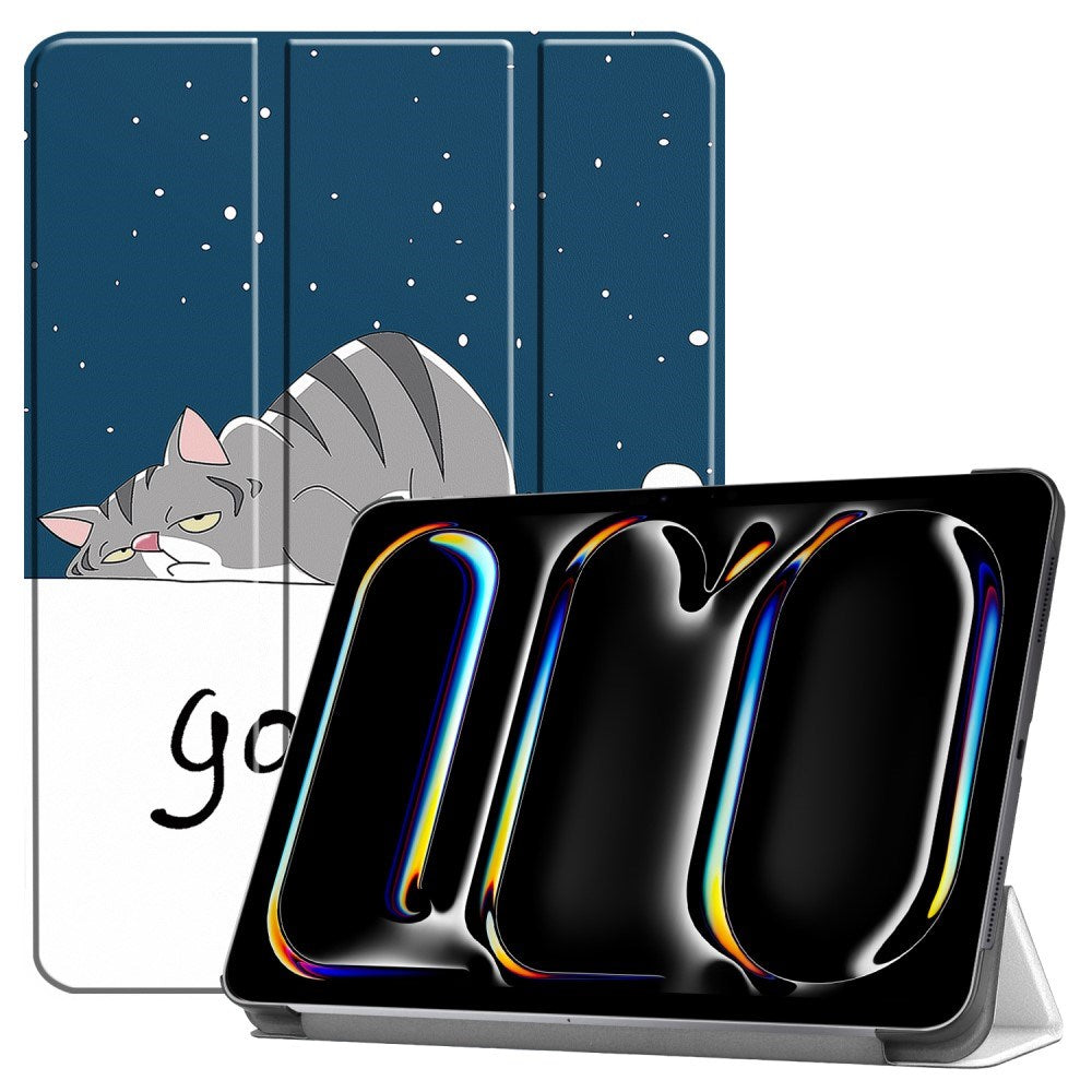 EIDERWOOD iPad Pro 11" (2025 / 2024) Tri-Fold Tri-Fold Konstläder Fodral med Sleep-Wake Funktion - Katt