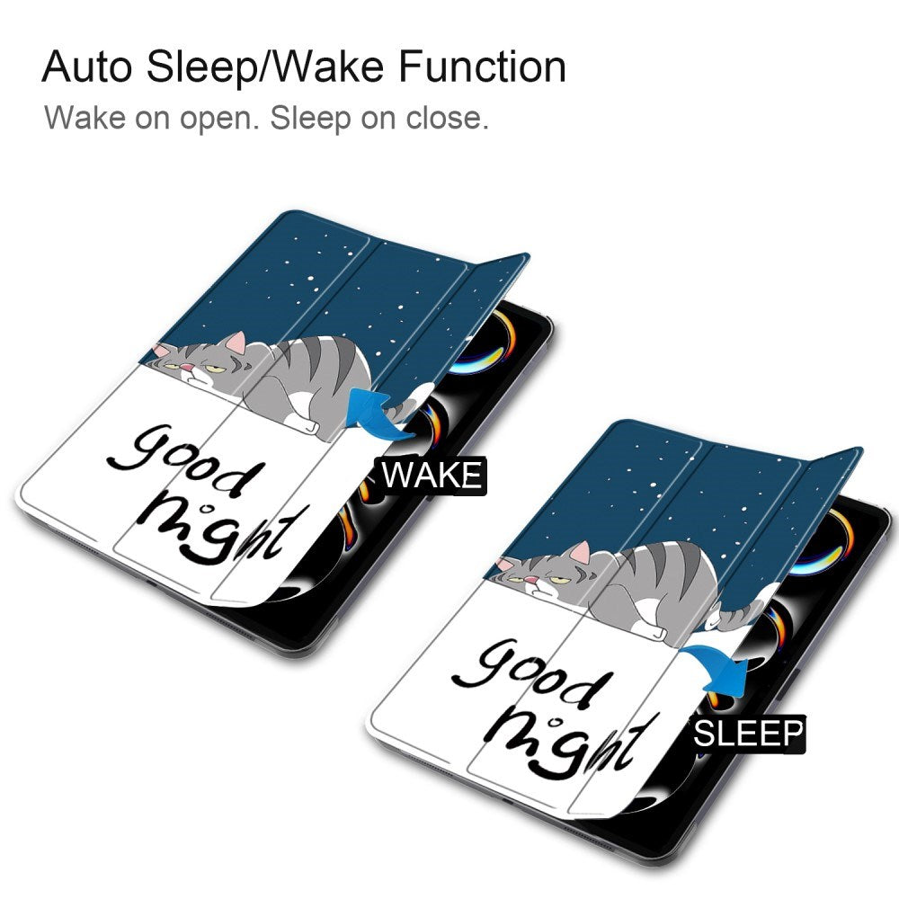EIDERWOOD iPad Pro 11" (2025 / 2024) Tri-Fold Tri-Fold Konstläder Fodral med Sleep-Wake Funktion - Katt