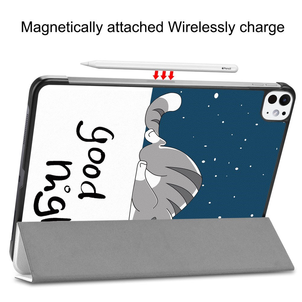 EIDERWOOD iPad Pro 11" (2025 / 2024) Tri-Fold Tri-Fold Konstläder Fodral med Sleep-Wake Funktion - Katt