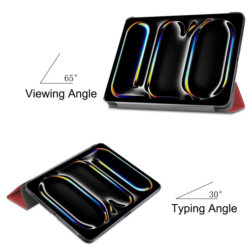 EIDERWOOD iPad Pro 11" (2025 / 2024) Tri-Fold Läder Fodral - Vinröd